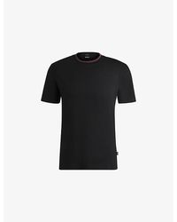 BOSS - Striped-Trim Slim-Fit Cotton-Jersey T-Shirt - Lyst