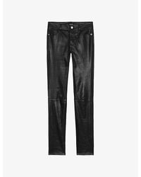 Zadig & Voltaire - Phlame Low-Rise Slim-Leg Leather Trousers - Lyst