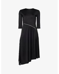 Givenchy - Round-neck Asymmetric-hem Woven Midi Dress - Lyst