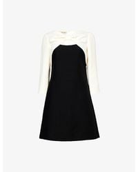 Valentino - Bow Long-Sleeves Wool And Silk Mini Dress - Lyst