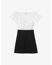 Claudie Pierlot - Contrast Short-Sleeve Cotton-Blend Mini Dress - Lyst