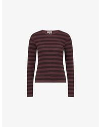 Ganni - Striped Long-Sleeve Stretch-Cotton Top - Lyst