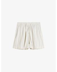 Tekla - Striped Elasticated-Waist Cotton-Poplin Shorts - Lyst