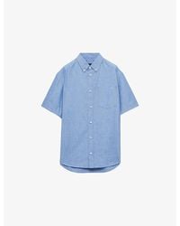 Prada - Short-Sleeve Chambray Cotton-Linen Shirt - Lyst