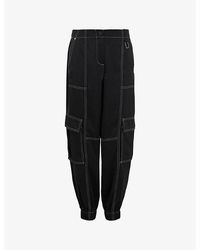 AllSaints - Fran Patch-pocket Tapered-leg High-rise Woven Cargo Trousers - Lyst