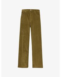 Obey - Logo-embroidered Relaxed-fit Wide-leg Cotton-corduroy Trousers - Lyst