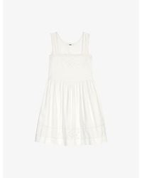 Maje - Sleeveless Lace-Trim Cotton Mini Dress - Lyst