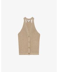 Reiss - Liliana Metallic Rib-Knit Waistcoat - Lyst