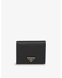 Prada - Logo-Plaque Small Saffiano Leather Wallet - Lyst
