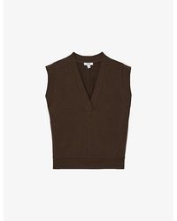 Reiss - Willa V-Neck Stretch-Jersey Top - Lyst