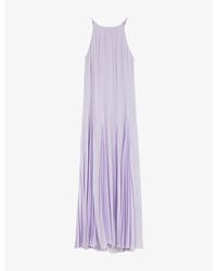 BOSS - Sleeveless Pleated Woven Maxi Dress - Lyst