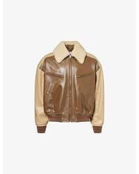 Bottega Veneta - Suede-Panels Fur-Collar Leather Jacket - Lyst