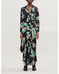 Sandro Blaire Floral-print Crepe Maxi Dress - Black