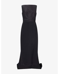Carolina Herrera - Column Bow-Embellished Crepe Maxi Dress - Lyst