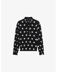 The Kooples - Polka-Dot Long-Sleeve Silk-Blend Blouse - Lyst