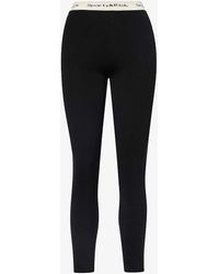 Sporty & Rich - Branded-waistband Ribbed Stretch-woven leggings - Lyst