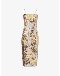 Nadine Merabi - Paloma Floral Sequin Midi Dress - Lyst