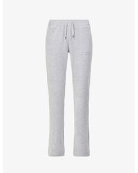 Juicy Couture - Logo-Embroidered Straight-Leg High-Rise Velour Trousers - Lyst
