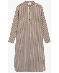 Claudie Pierlot - Striped Stand-collar Cotton Midi Dress - Lyst
