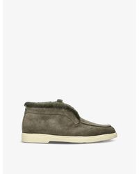 Santoni - Fortune Embossed-Branded Suede Ankle Boots - Lyst