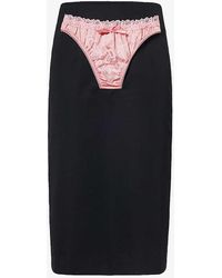 VAQUERA - Panty Brief-embellished Mid-rise Wool-blend Midi Skirt - Lyst