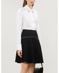 Sandro Eyelet-detail Stretch-woven Skirt - Black