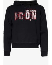 DSquared² - Icon Scribble Logo-print Cotton-jersey Hoody - Lyst