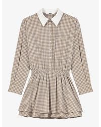 Maje - Checked Rhinestone-Embellished Cotton Mini Dress - Lyst