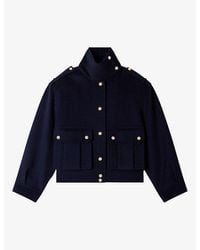 Sandro - Stand-Collar Double-Face Wool Coat - Lyst