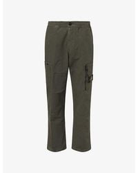 Stone Island - Logo-Patch Straight-Leg Cotton Cargo Trousers - Lyst
