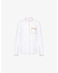 Rails - Charli Contrast-embroidered Linen-blend Shirt - Lyst