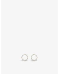 V By Laura Vann - Luna 18ct Yellow -plated Recycled Sterling-silver And Cubic-zirconia Stud Earrings - Lyst