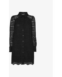 Whistles - Point-collar Lace Mini Shirt Dress - Lyst
