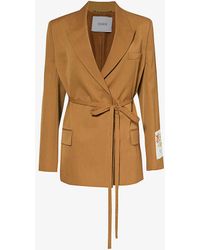 Erdem - Brand-patch Belted Relaxed-fit Woven-blend Blazer - Lyst