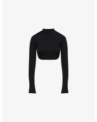 Mugler - Mock-Neck Open-Back Knitted Top - Lyst