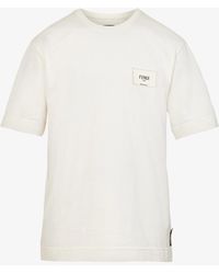 Fendi Cotton Ff Logo-patch T-shirt in Black for Men | Lyst