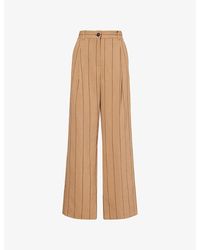 ME+EM - Pinstripe-Print Relaxed Straight-Leg Linen-Blend Trousers - Lyst