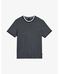Ted Baker - Bowker Textured Contrasting-trim Cotton T-shirt - Lyst