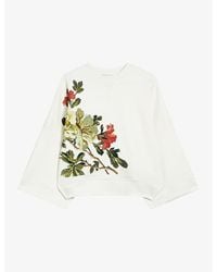 Ted Baker - Laurale Floral-embroidered Relaxed-fit Stetch-woven Jumper - Lyst