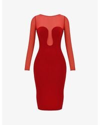 House Of Cb - Darcy Plunge-neck Woven Midi Dress - Lyst