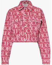 Fiorucci - Monogram-pattern Cropped Organic-denim Jacket - Lyst