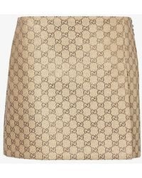 Gucci - Monogram-pattern Mid-rise Cotton-blend Mini Skirt - Lyst