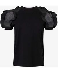 Alexander McQueen - Ruffled-trim Round-neck Cotton-jersey T-shirt - Lyst