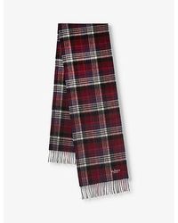 Mulberry - Checked Logo-embroidered Wool Scarf - Lyst