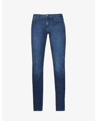 Emporio Armani - Brand-patch Straight-leg Slim-fit Stretch-denim Jeans - Lyst