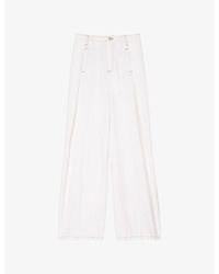 Sandro - Topstitched Wide-Leg Denim Jeans - Lyst