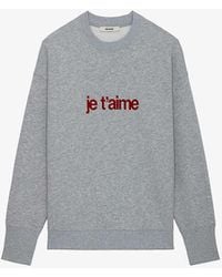Zadig & Voltaire - Oscar Je T'aime Long-sleeve Cotton-jersey Sweatshirt - Lyst