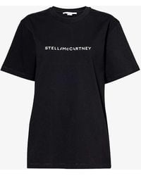 Stella McCartney - Stella Iconics Brand-print Cotton-jersey T-shirt - Lyst