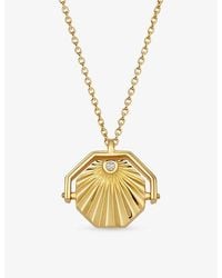 Astley Clarke - Celestial Sunrise Spinner 18Ct- Plated Sterling- And Sapphire Locket Necklace - Lyst