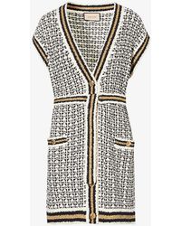 Gucci - V-neck Sleeveless Cotton-blend Knitted Cardigan - Lyst